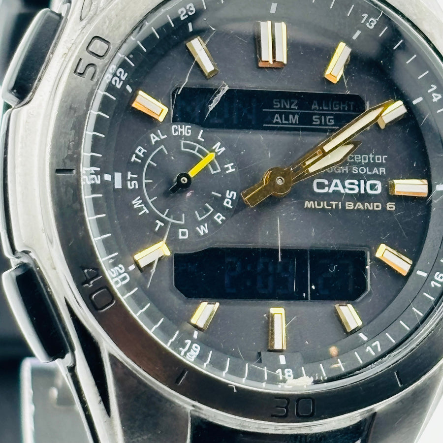 CASIO wave ceptor WVA-M650 Solar Windshield has scratches Resin Band 43.0mm