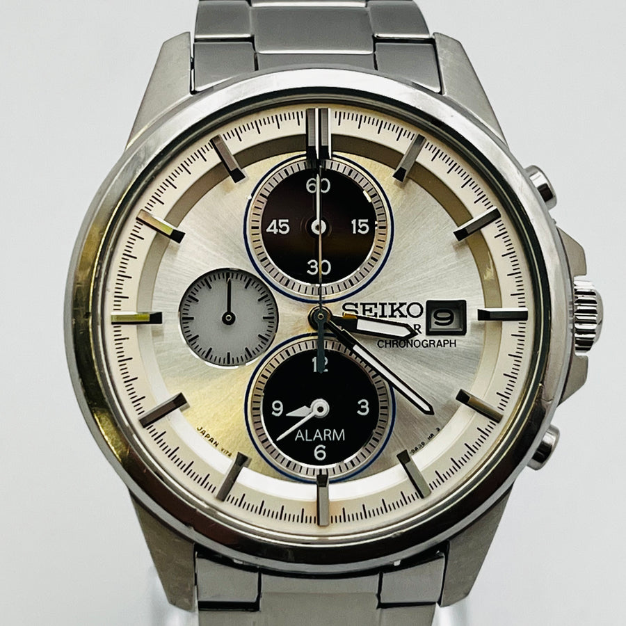 SEIKO V172-0AA0 SOLAR CHRONOGRAPH Date Men's Watch 40.0mm Near MInt