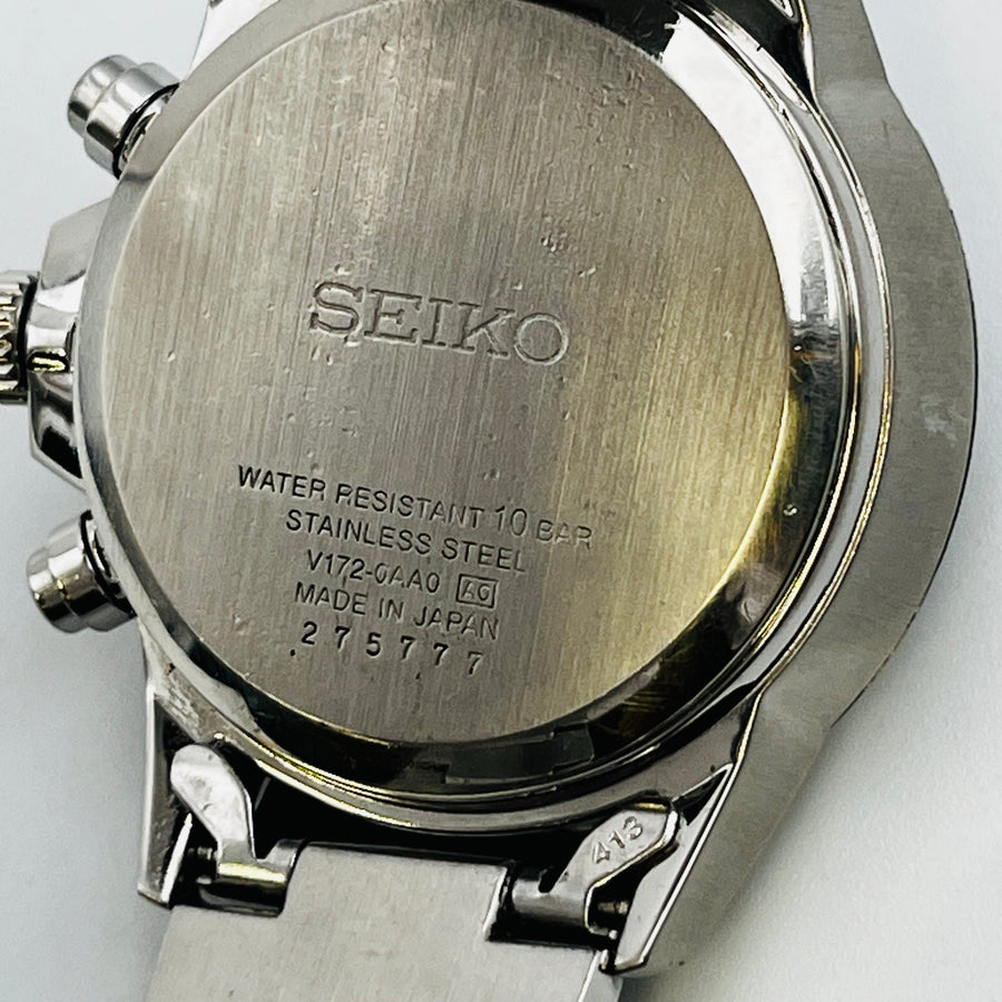 SEIKO V172-0AA0 SOLAR CHRONOGRAPH Date Men's Watch 40.0mm Near MInt