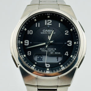 CASIO wave ceptor WVA-M600 Solar Black Dial Men's Watches 41.4mm