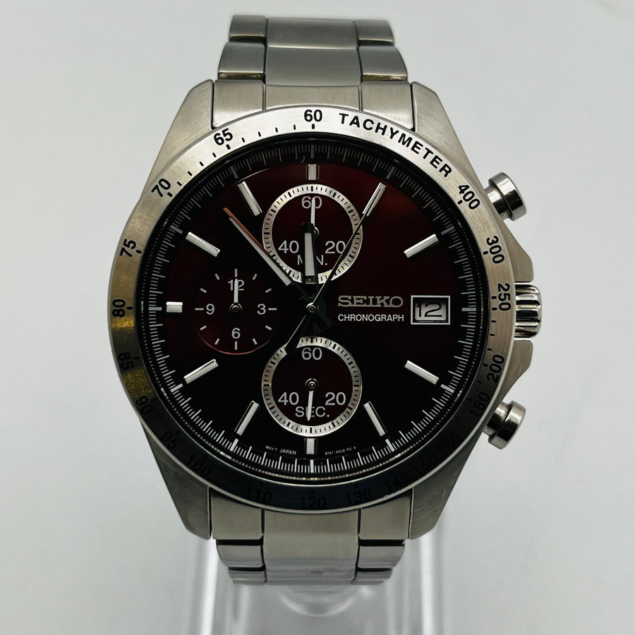 SEIKO Chronograph 8T67 00C0 Quartz Red Dial Men s Watch 39.6mm KUM S WATCH