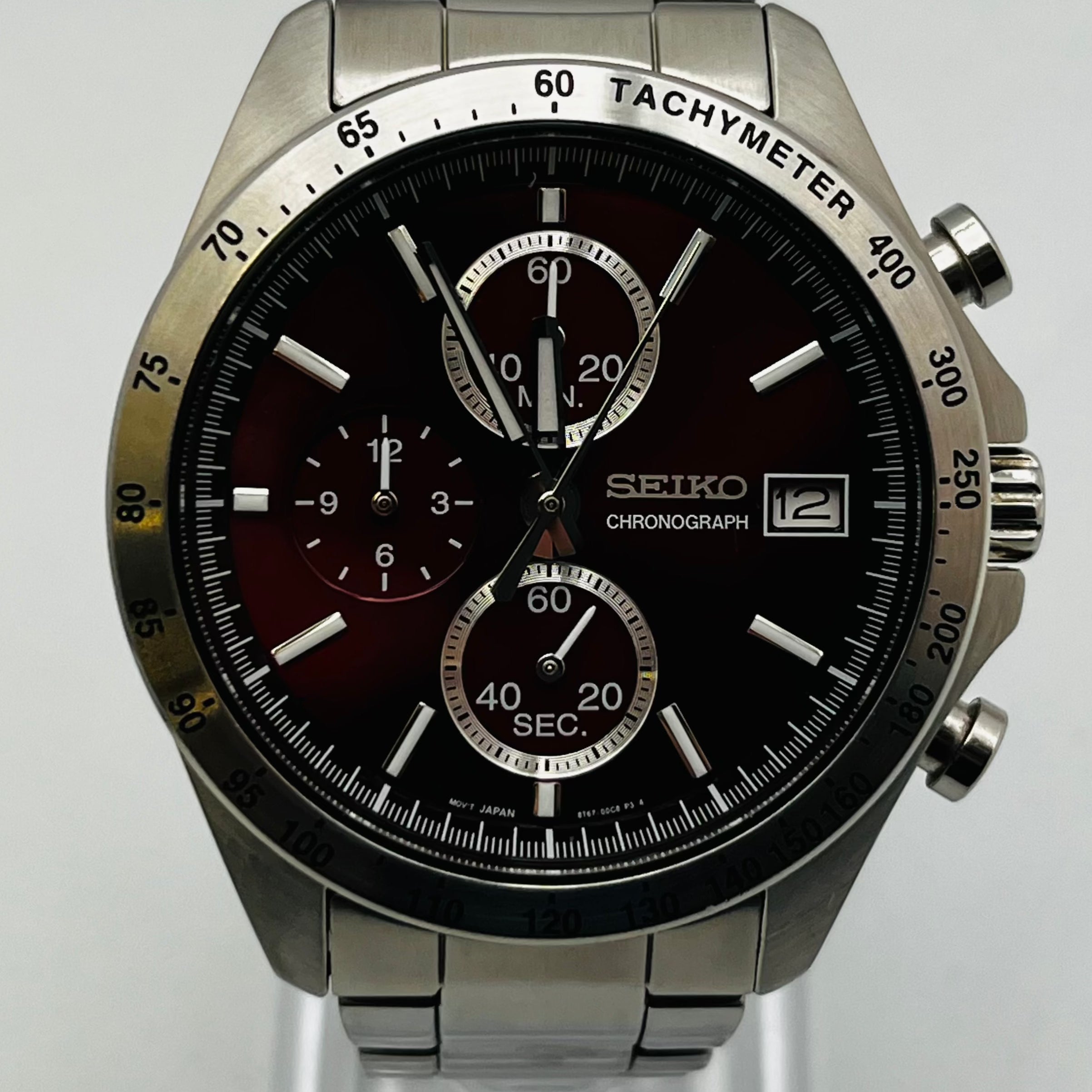 SEIKO Chronograph 8T67 00C0 Quartz Red Dial Men s Watch 39.6mm