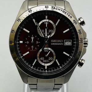 SEIKO Chronograph 8T67-00C0 Quartz Red Dial Men's Watch 39.6mm