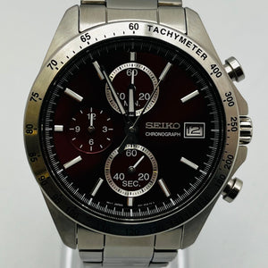 SEIKO Chronograph 8T67-00C0 Quartz Red Dial Men's Watch 39.6mm