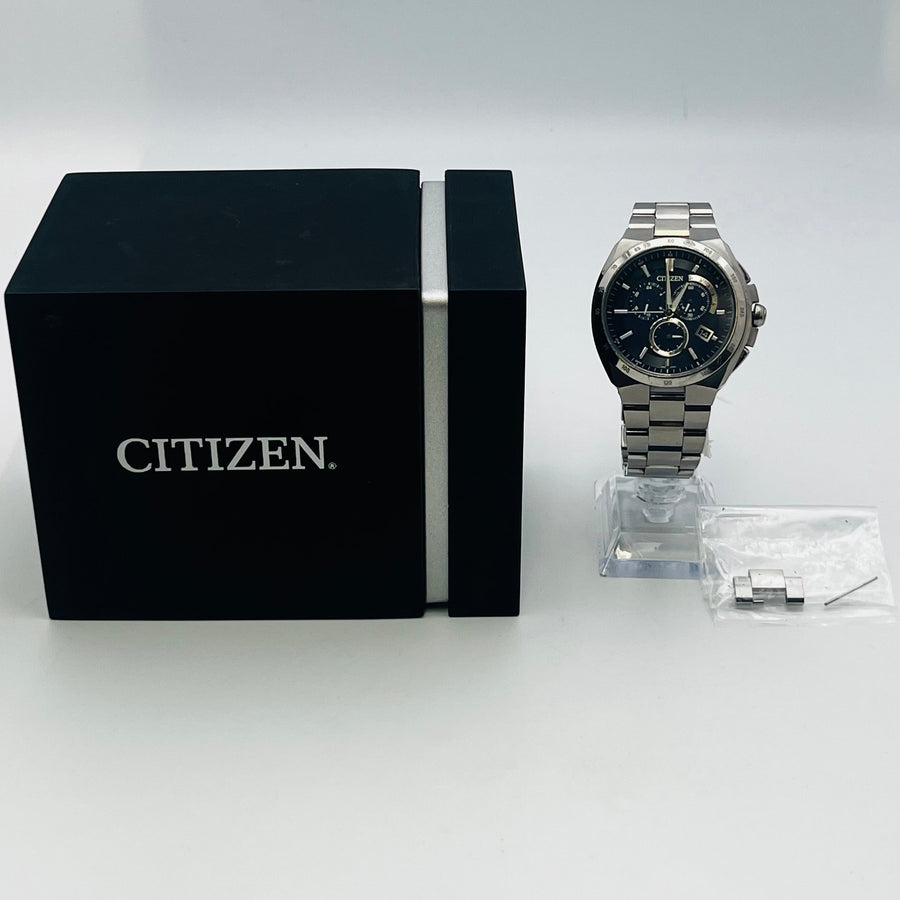 Citizen Atessa Eco Drive E610-T018505 Titanium Solar Chronograph Men's Black Dial Watch  41.0mm