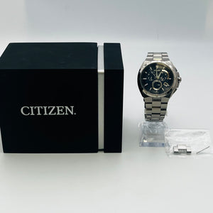 Citizen Atessa Eco Drive E610-T018505 Titanium Solar Chronograph Men's Black Dial Watch  41.0mm