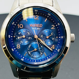 SEIKO WIRED Analog V14J-0CL0 Solar Blue Dial 3 Hand Men's Watch 39.2ｍｍ