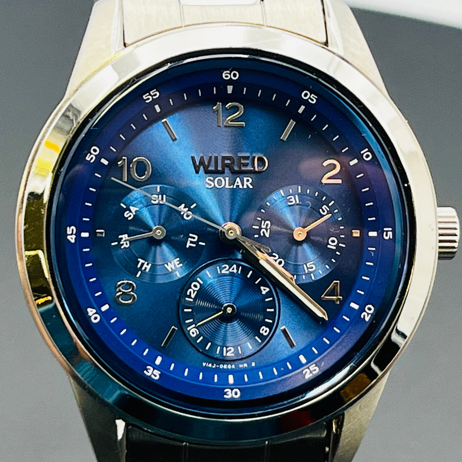 SEIKO WIRED Analog V14J-0CL0 Solar Blue Dial 3 Hand Men's Watch 39.2ｍｍ