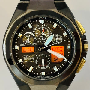 CITIZEN Eco Drive ATTESA V600-T011501 Solar Water resistant to 10 ATM World Time 42.9