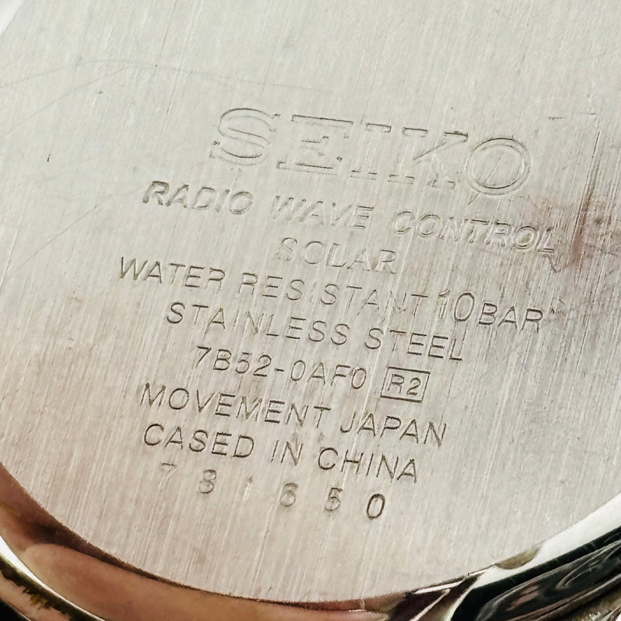 SEIKO 7B52-0AF0 Solar Radio Wave Control calendar Men's Watches 37.6mm