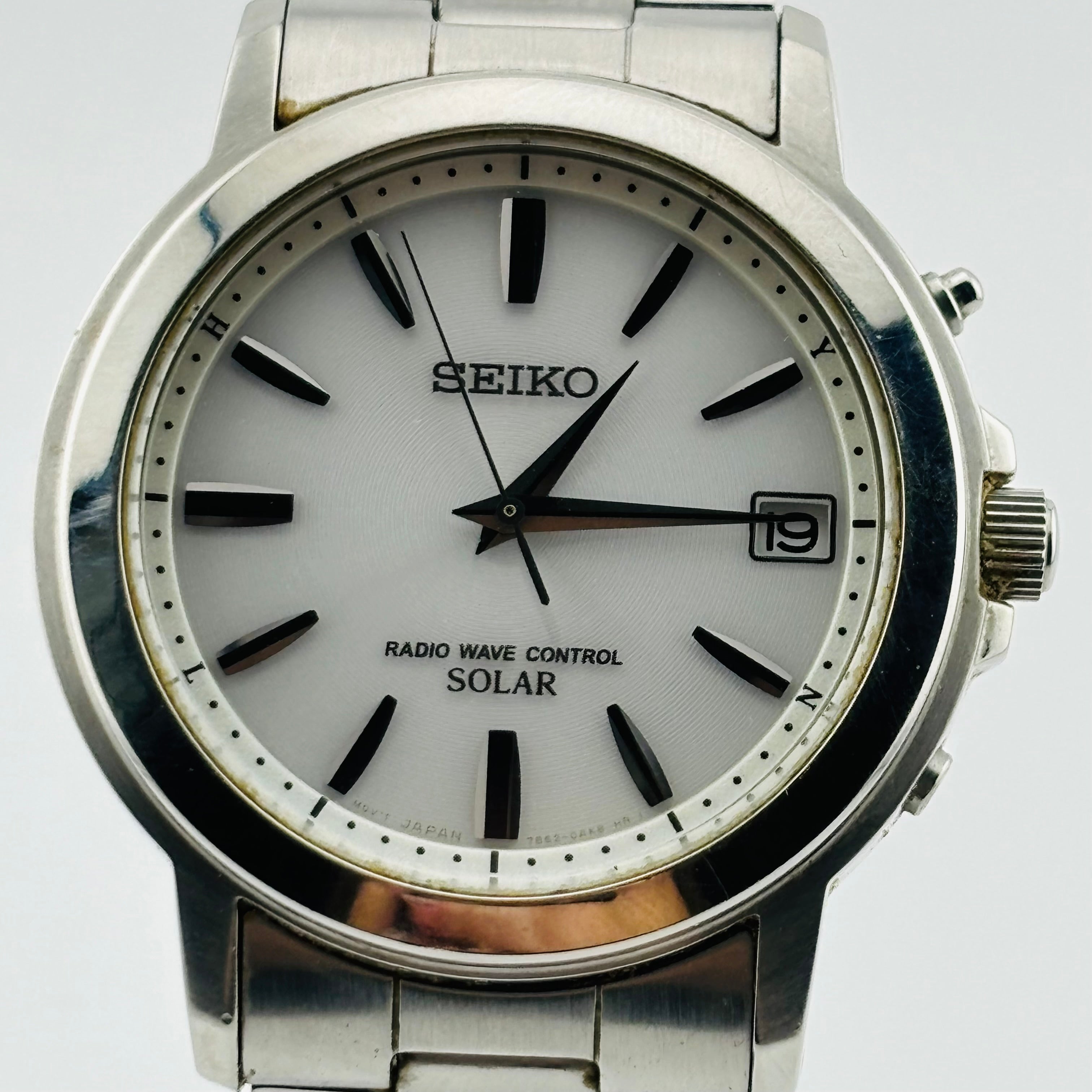 SEIKO 7B52 0AF0 Solar Radio Wave Control calendar Men s Watches 37.6mm