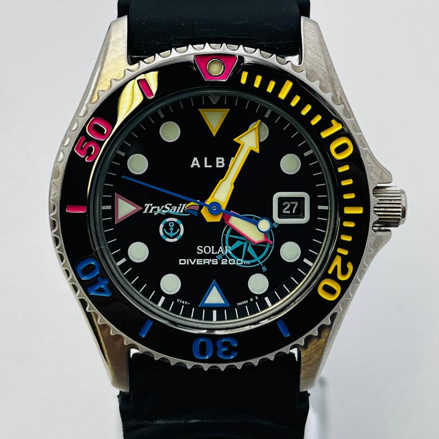 SEIKO ALBA Air Diver SOLAR V147-HACO date 37.0mm