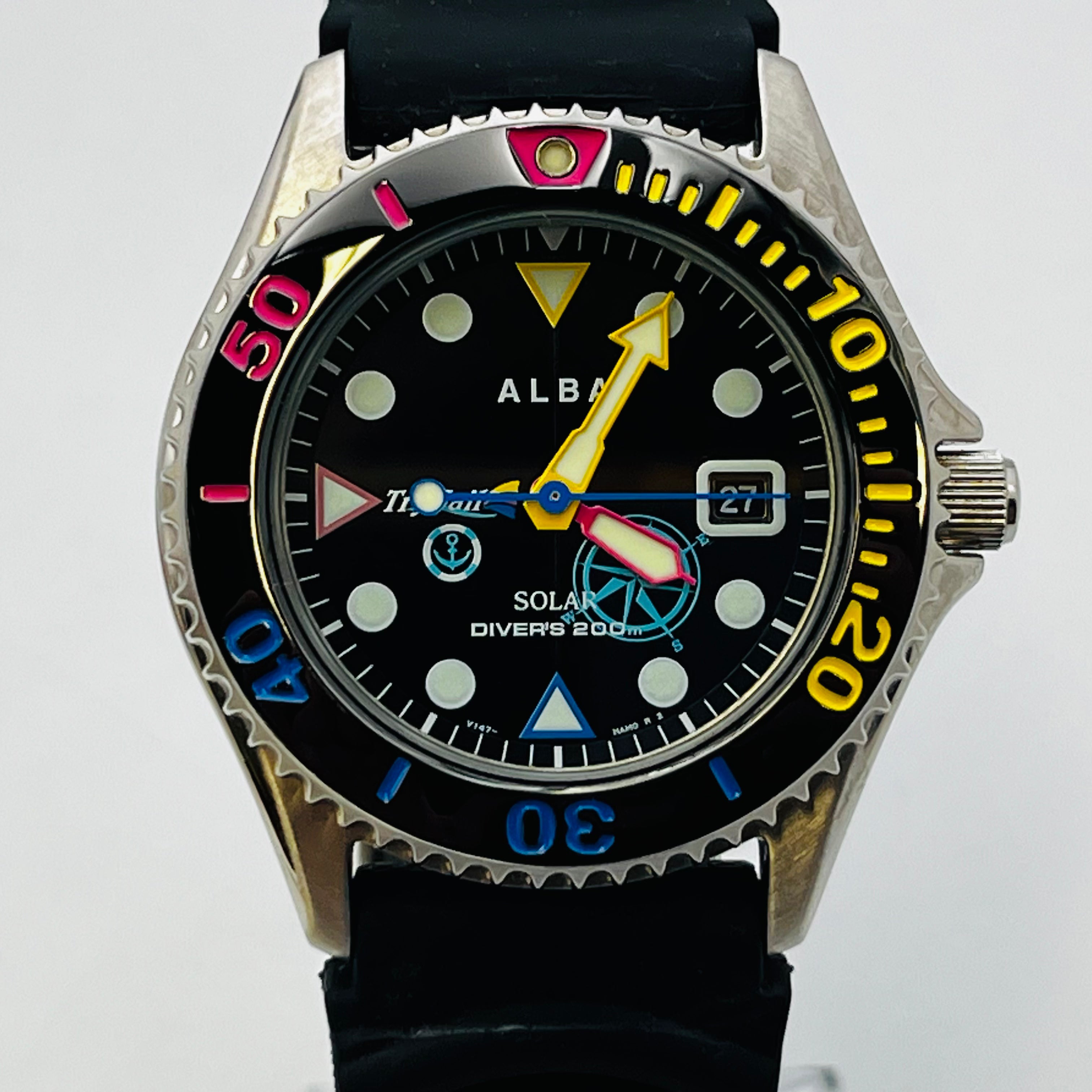 SEIKO ALBA Air Diver SOLAR V147 HACO date 37.0mm