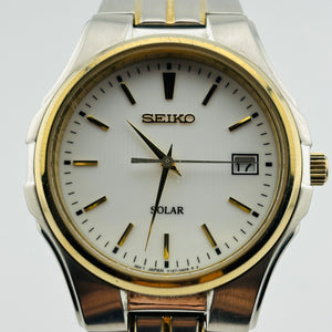 SEIKO V157-0AG0 Solar The belt is broken calendar White Dial Men's Watches 38.1mm