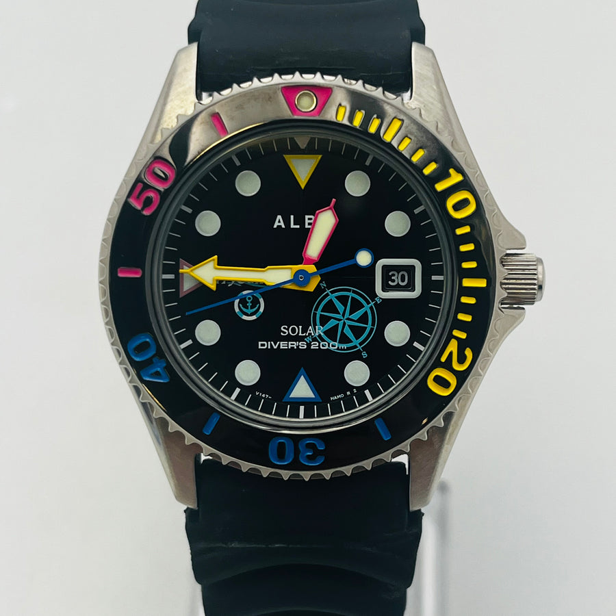 SEIKO ALBA Air Diver SOLAR V147-HACO date 37.0mm