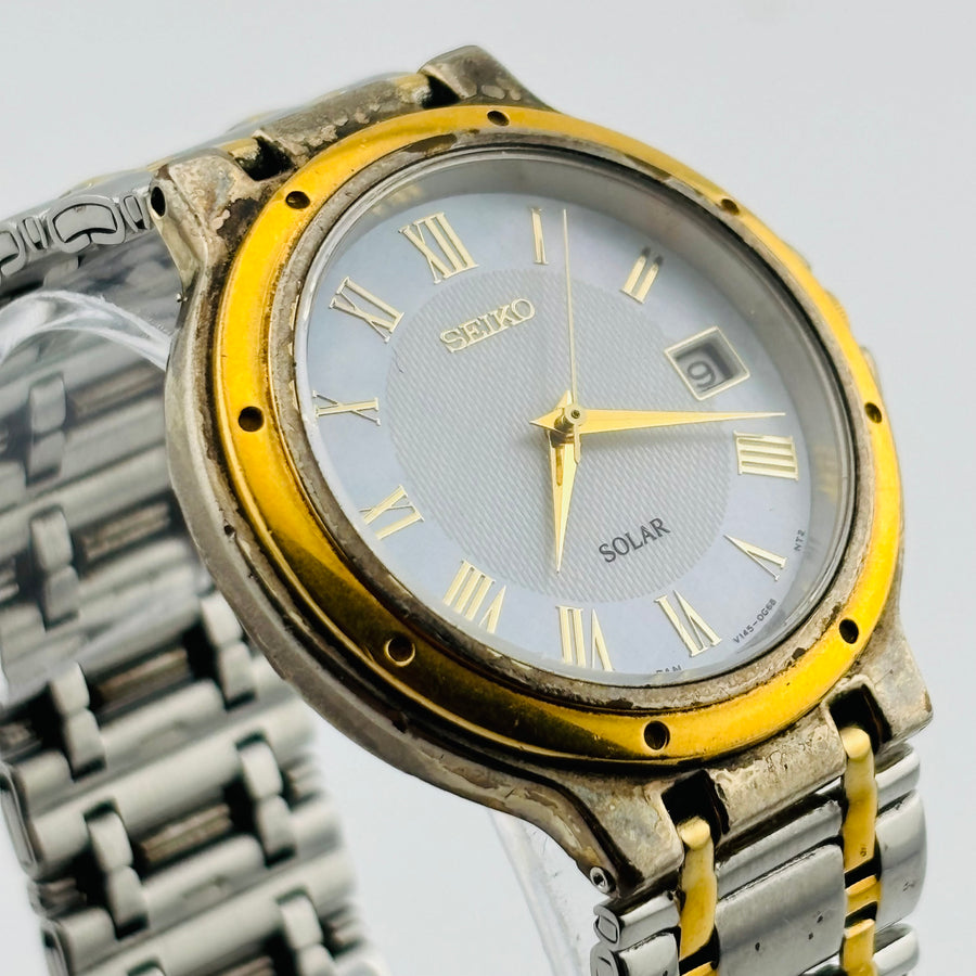 SEIKO V145-0D40 Solar The paint is peeling off in places Seashell dial Unisex 36.5mm