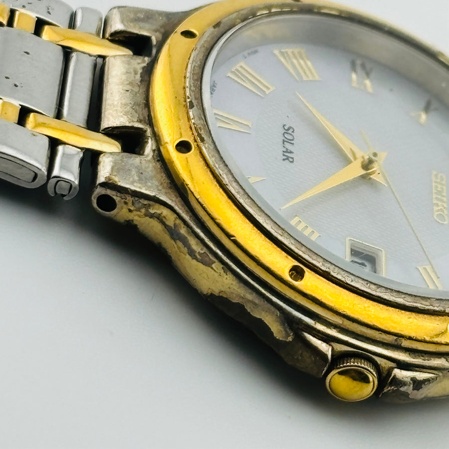 SEIKO V145-0D40 Solar The paint is peeling off in places Seashell dial Unisex 36.5mm