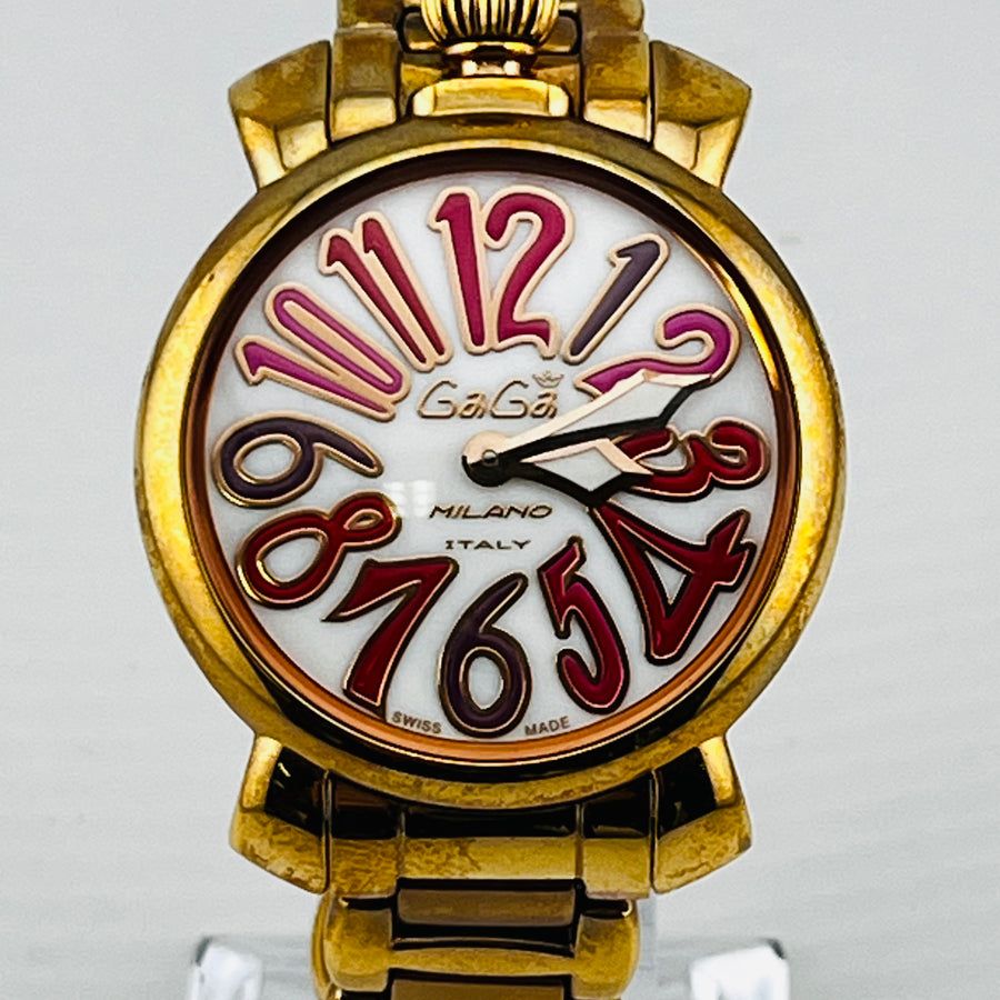 Gaga Milano Manuale35 Gold Quartz 6021 White Dial Ladies Gaga Milano Manuale35 Gold Quartz 6021 White Dial Ladies
