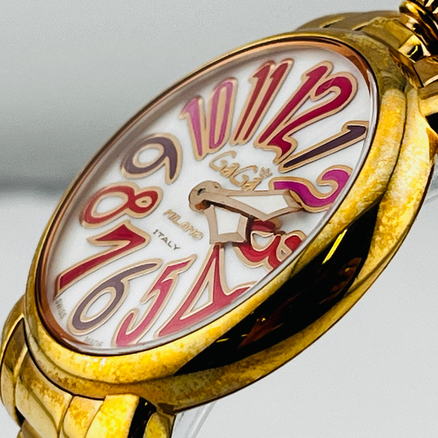 Gaga Milano Manuale35 Gold Quartz 6021 White Dial Ladies Gaga Milano Manuale35 Gold Quartz 6021 White Dial Ladies