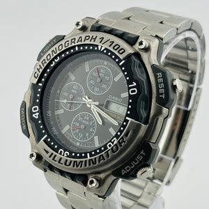 CASIO DURO DRO-212 Quartz Chronograph Black Dial Illuminator Men's Watches 45.7mm