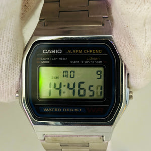 CASIO A158W Quartz Windshield has scratches Waterproof for daily use LED: Green 33.8