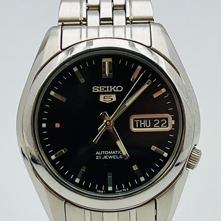 Seiko 5 Automatic Winding AT 7S26-01V0 Black Dial 3Needle Calendar Day Date 37.0mm