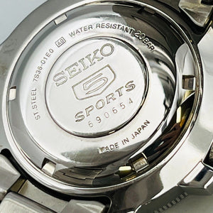 Seiko 7S36-01E0 self-winding watch analog stainless steel black silver 40.2mm