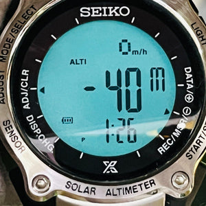 Seiko S822-00B0 PROSPEX solar water resistant digital man's wristwatch 42.8mm