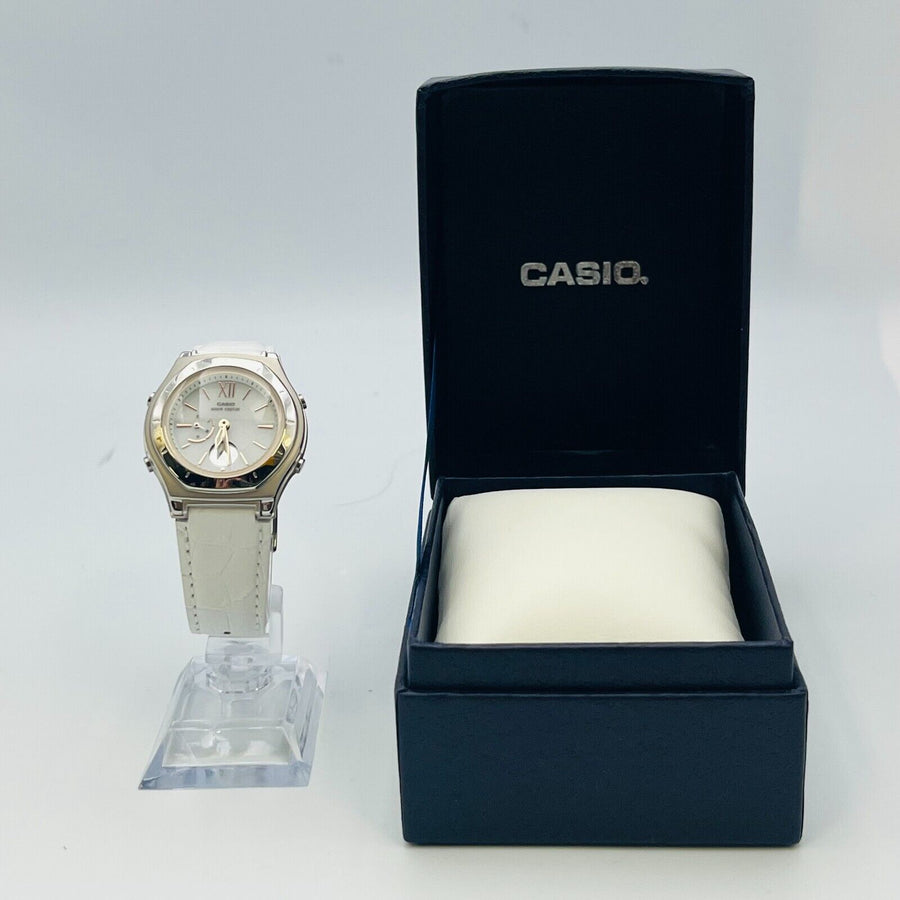 CASIO wave ceptor LWA-M160 solar battery ladies wristwatch white leather 33.9mm