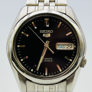 Seiko 5 men's automatic winding 21 stone 7S26-01V0 black dial wristwatch 36.9mm