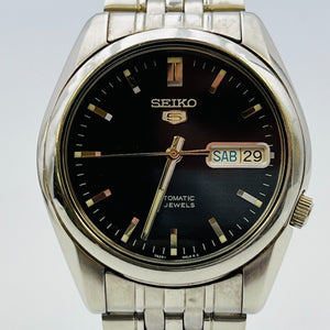 Seiko 5 men's automatic winding 21 stone 7S26-01V0 black dial wristwatch 36.9mm