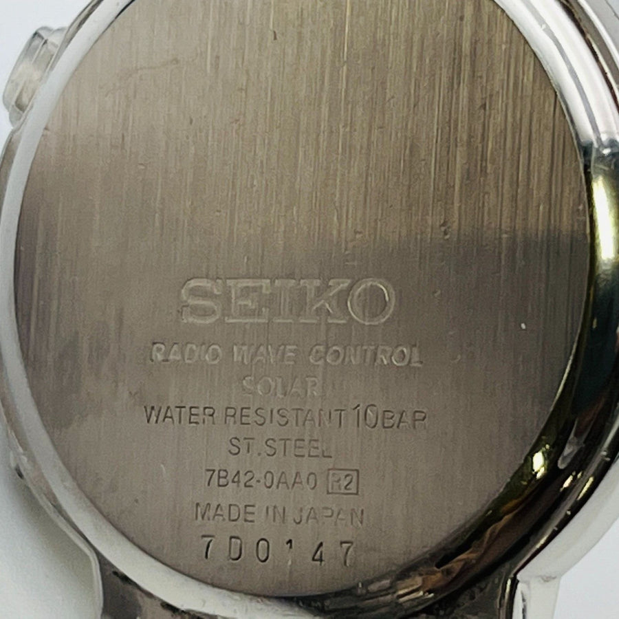 Seiko 7B42-0AA0 solar stainless steel men's wristwatch 40.9mm