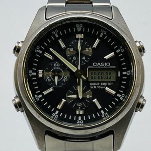 Casio wave ceptor WVQ-500DJ Solar chronograph men's watch battery replaced 41.8mm