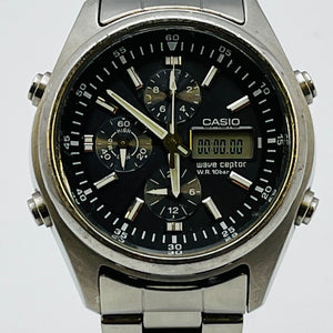 Casio wave ceptor WVQ-500DJ Solar chronograph men's watch battery replaced 41.8mm