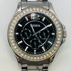 Fossil Riley Chrome Ceramic women's watch CE1067 Day and date Quartz 38.1mm 13cm