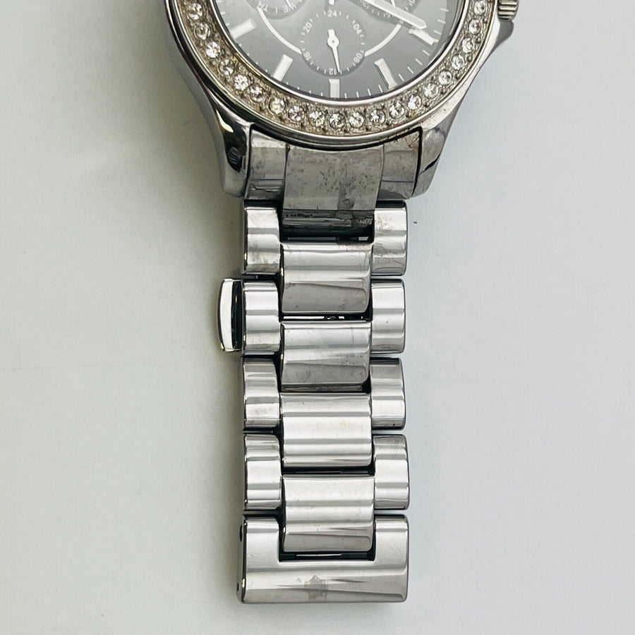 Fossil Riley Chrome Ceramic women's watch CE1067 Day and date Quartz 38.1mm 13cm