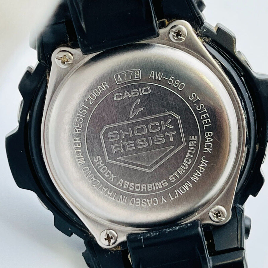 Casio G-SHOCK AW-590-1AJF  men's quartz analog-digital black luminous index 47.3mm