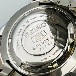 Seiko 7S36-01E0 self-winding watch analog stainless steel black silver 40.2mm