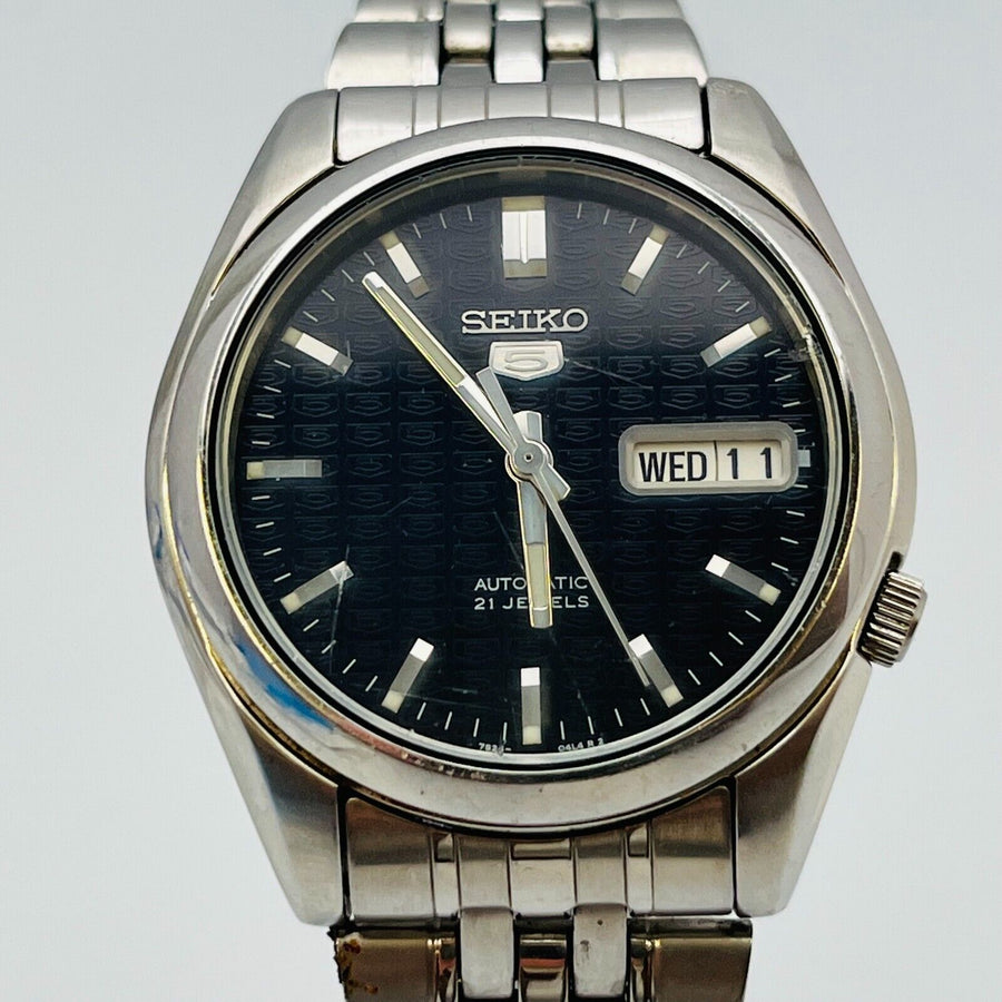 SEIKO5 7S26-01V0 AUTOMATIC 21 JEWELS day date automatic winding  men 33.7mm