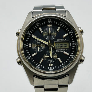 Casio wave ceptor WVQ-500DJ Solar chronograph men's watch battery replaced 41.8mm