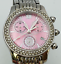 ALPREDO VERSACE V415H chronograph date pink shell quartz women's with stone 32.0